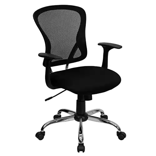 Flash Furniture Alfred Mid-Back Black Mesh Swivel Task Office Chair with Chrome Base and Arms