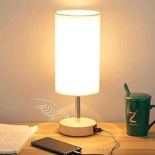 Table Lamp with USB Port Home Office (LED Bulb Included)